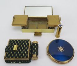 Martini, a ladies travelling compact box, with two hinged powder compacts and lipstick holder, 11.