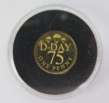 A 2019 Jersey 9ct Gold Proof One Penny Coin "D-Day Anniversary", 4g