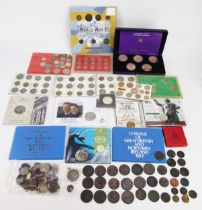 A Collection of GB and World coins including two 1977 coin sets, etc.