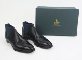 Crockett & Jones Cranford Black Calf Leather Sole Shoes, Size 7 E, boxed with shoe bag (original