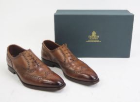 Crockett & Jones Fairford Brown Calf Leather Sole Shoes, Size 7 E, incorrectly boxed with shoe bags