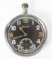 A HELVETIA Military Open Dial Keyless Pocket Watch, the back engraved with crow's foot, "G.S.T.P.