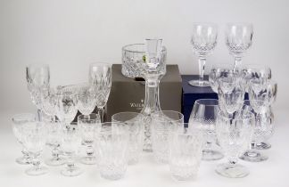 A collection of Waterford crystal drinking glasses, ships decanter dish etc.