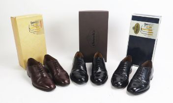 3 Pairs of Church's Consul Leather Sole Shoes, all size 7.5 E, two custom grade black and another