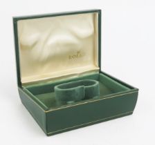 A Vintage ROLEX Wristwatch Box with unusual rearward sloping hinged top