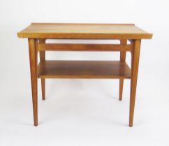 Finn Juhl for France & Son Danish Teak Coffee Table with magazine rack below and on sculpted legs,