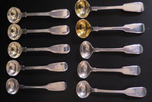 A set of four Victorian silver Fiddle and Thread pattern mustard spoons, maker Mary Chawner & George