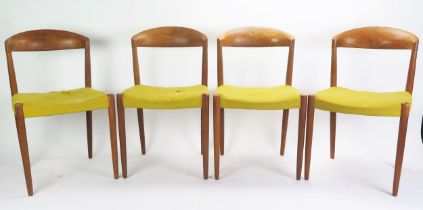 Knud Andersen for JCA Jensen Set of Four Danish Teak Dining Chairs, attribution mark and Danish