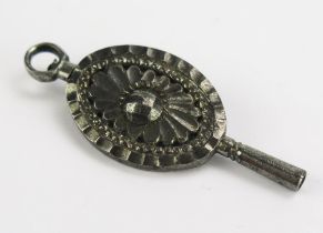 A Georgian Cut Steel Pocket Watch Key, 38mm long