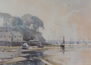 Ray Balkwill (b. 1948) well known West Country artist, watercolour of Lympstone, Devon, 43 x 33cm, F