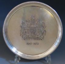 An Elizabeth II silver salver, maker Historical Heirlooms Ltd, Birmingham, 1972, crested and