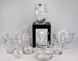 An assorted collection of glass vases, jugs, bowls etc.