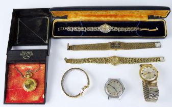 A ROTARY Marcasite Cocktail Watch (cased and running), TIMEX gold plated wristwatch (running),