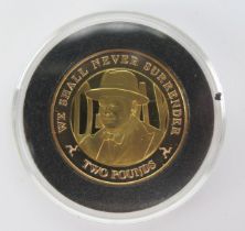 A 2019 Gold £2 Coin, Isle of Man, We Shall Never Surrender, 15.98g