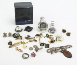 A CASIO Wave Ceptor Digital Wristwatch (boxed and running), silver cased fob watch, TIMEX (running),