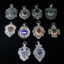 Ten assorted silver fobs and medallions, various makers and dates, total weight of silver 86gms, 2.