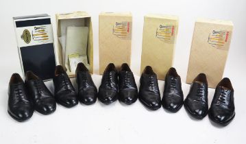 5 Pairs of Church's Black Leather Shoes, all size 7.5 E including Diplomat, Bordeaux, Barcroft,