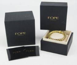 A FOPE 18ct Gold EKA 'FLEX IT' Bracelet, 6.5" (16.5cm) unstretched, 33.18g and with original boxes