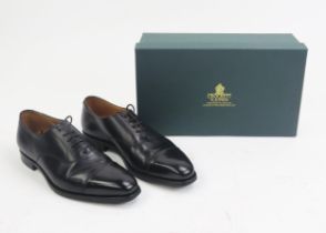 Crockett & Jones Hallam Style Black Calf City Sole Size 7 E, boxed with shoe bags (original sale