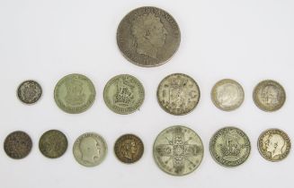 A George III Silver Crown and other silver coins