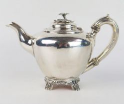 A Victorian silver bachelor's teapot, maker Richard Pearce & George Burrows, London, 1838,