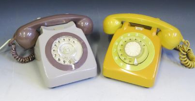 An ATE No 6 Telephone handset with two-tone yellow case and hand piece, together with a GPO 746