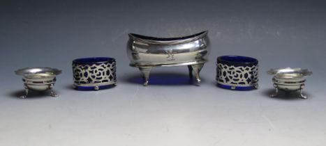 Five assorted silver salts, various makers and dates, total weight of silver 65gms, 2.32ozs