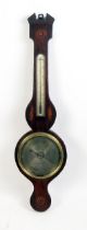 P Fosanelli, Bishops Castle, a 19th century mahogany and inlaid wheel barometer, the case with