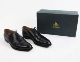 Crockett & Jones Edgware Black Calf Leather Sole Shoes Size 7 E, boxed with shoe bags (original sale