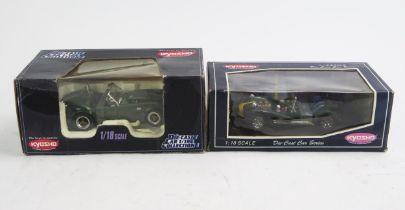 Kyosho 1:18 Scale Pair Including No. 7020GY Caterham Super seven in green (Yellow Line) and No. 7006