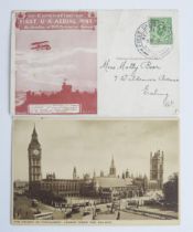 A 1911 First Official U.K. Aerial Post Postcard London to South Africa in red brown and one other