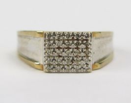 A 9ct White and Yellow Gold and Diamond Ring, .12ct, stamped marks, size S.75, 2.75g