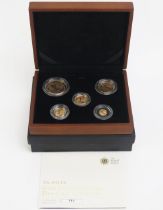A Royal Mint 2012 Gold Proof Sovereign Five-Coin Collection comprising £5, Double Sovereign,