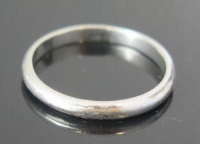 A Platinum Plain Wedding Band, 2.95mm wide, size U.75, hallmarked but purity not indicated, maker