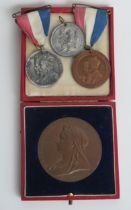 A Victorian 1837-1897 commemorative diamond jubilee bronze medallion, by T Brock, cased, together