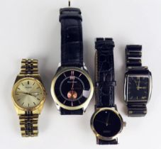 A Diamond Dial Quartz Watch (33mm case, running), a Pulsar gold plated watch with quartz movement (