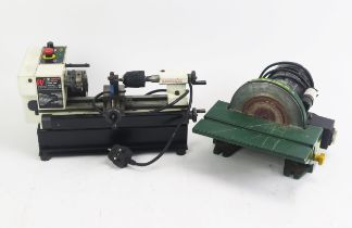 Axminster White SIEG CO Metal Turning Lathe and Record DMG250 Disc Sander