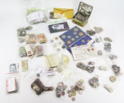 A Collection of World Coins including 29 1965 Churchill Crowns, 1964 US half dollar, etc