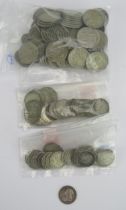 A Collection of .925 and .500 Silver Thee Pence Coins, c. 92g and later 3d coins