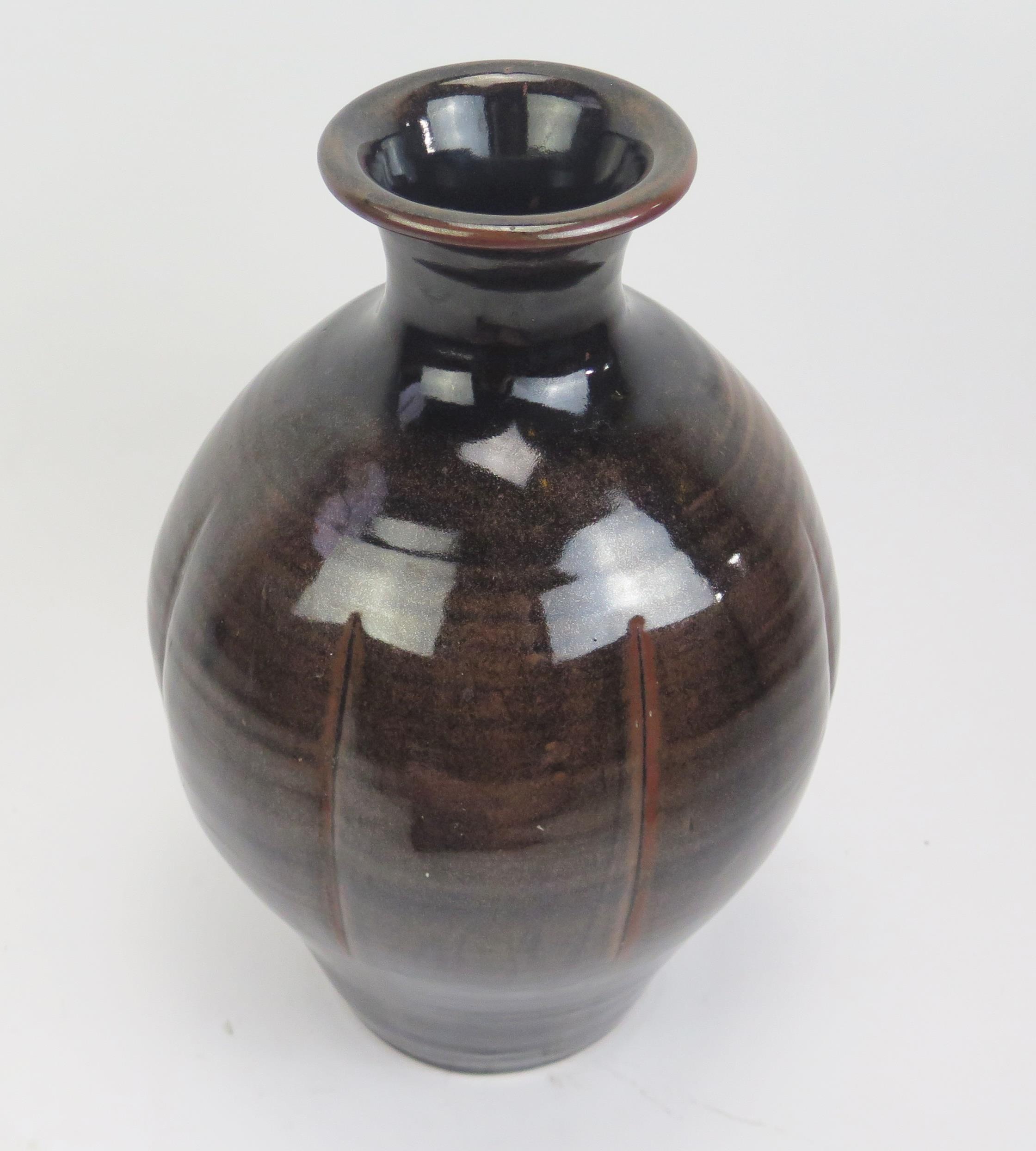 DAVID LEACH (1911-2005) for Lowerdown Pottery Large Vase in a dark brown mottled glaze, the widest - Image 5 of 7