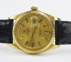 A ROLEX President 18ct Gold Oyster Perpetual Day-Date Wristwatch, ref: 1803, case no. rubbed