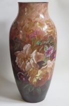 A large pottery vase of ovoid form, painted with floral spray decoration, impressed to the base, C
