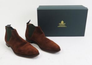 Crockett & Jones Cranford Suede Shoes Size 7 E, boxed (incorrect box?) with shoe bags