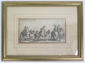 Jacques Callot, Etching with the following wording 'Ne voila pas de braves messagers Qui vont