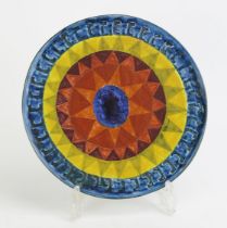 A Rare (possibly unique) and Early Troika Pottery Sun Plate or Wall Plaque decorated with blue,