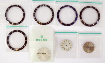A Selection of ROLEX Parts including an Oyster Datejust 23.65mm dial, two 19.9mm dials and five