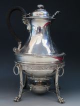 A George III silver tea kettle, stand and burner, maker Abistinando King, London, 1807, crested,
