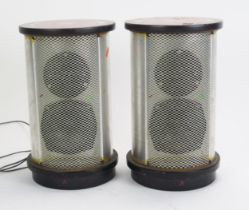 A pair of Jim Rogers Hi-Fi speakers, model No JR 149, of cylindrical form 38cm high.