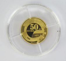 A 2019 D-Day Commemorative Issue 50 Euro Gold Coin, Gold (.999), 7.78 g