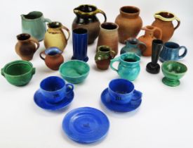 A collection of Baron pottery wares, includes jugs, vases and bowls, and other North Devon pottery